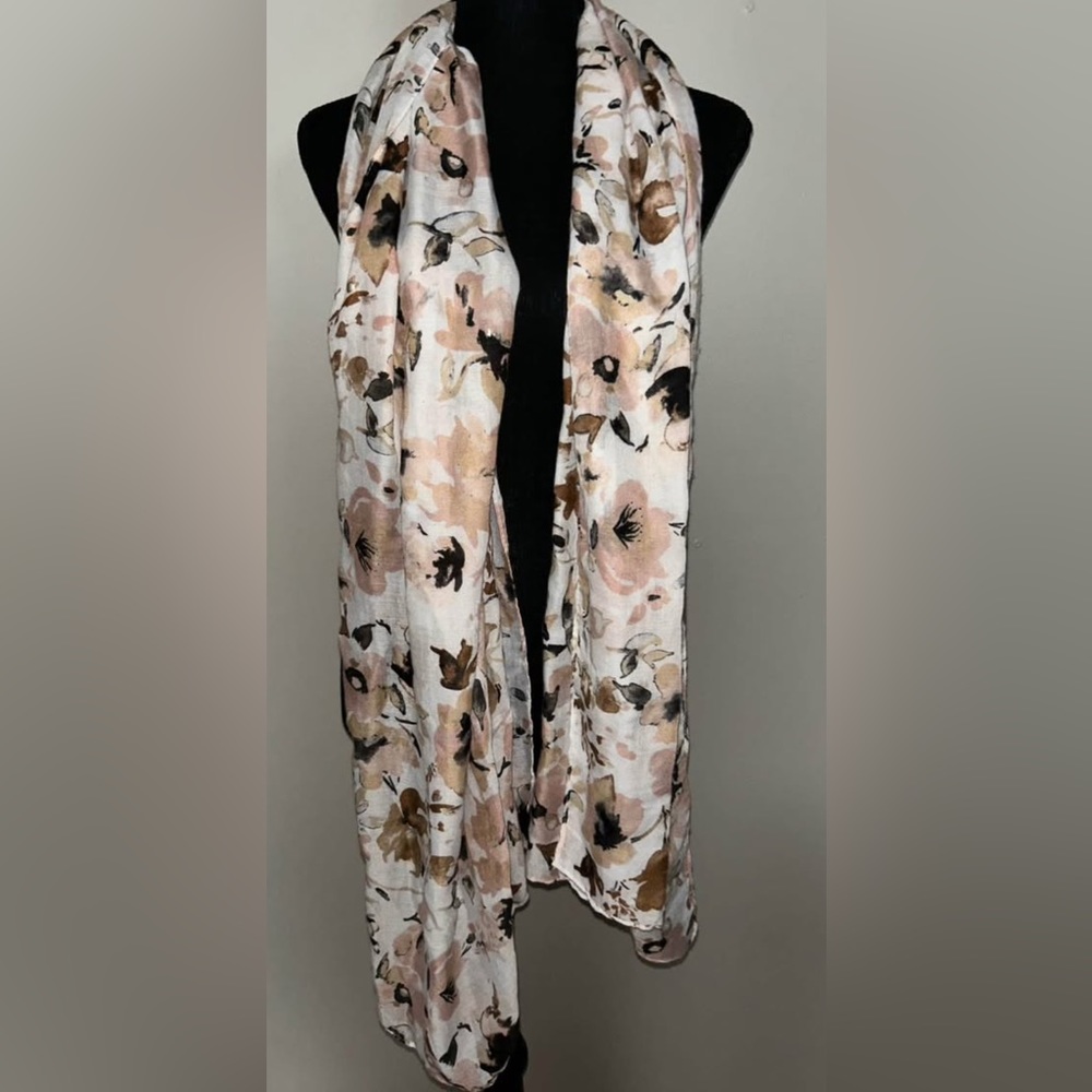 Semi sheer floral scarf